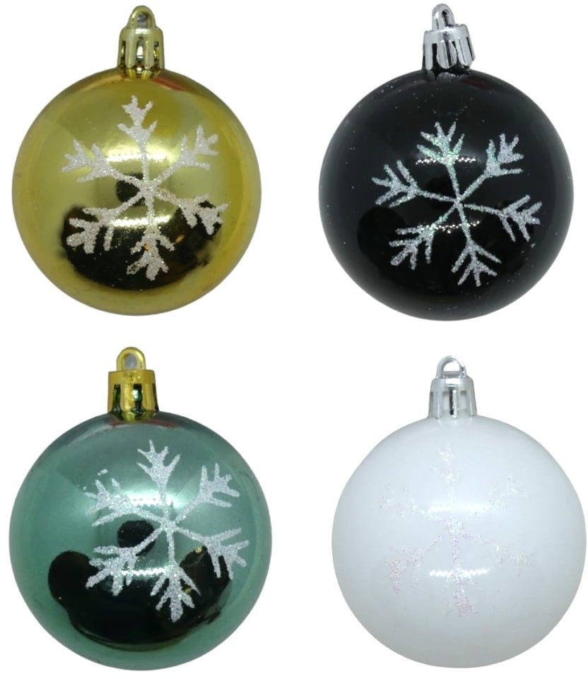 Weihnachtskugeln 4er Set Schneeflockenmotiv Christbaumschmuck Kunststoff mehr...