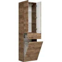 Saphir Quickset Badschrank 50 cm breit, 185,5 x 50 x 33 cm Braun Holzwerkstoff