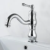 namuoto Wasserhahn Retro, Wasserhahn für Bad Waschtischarmatur Messing Einhebelmischer Waschbecken Waschbecken Armaturen mit Keramikventil, Chrom