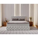 Kaiser Möbel Chesterfield-Kontinentalbett Luxury Stoff Royal Velvet Silber 180x200 cm - Silber