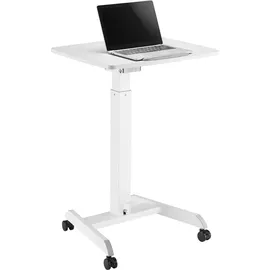 Maclean Brackets Höhenverstellbarer Laptoptisch mit Rollen Sitz-steh-Schreibtisch Gasfeder Höhenverstellbar bis max. 113cm 30 Grad Neigbar Belastbar bis 8kg (Weiße Farbe)