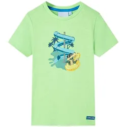 Kinder-T-Shirt Neongrün 116 – Weiches Shirt mit fröhlichem Wasserrutschen-Print - 116