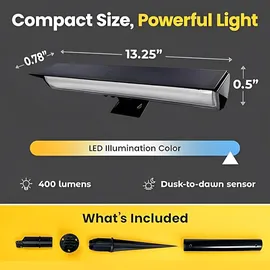 solarsys Solarleuchte schwarz 400 Lumen wetterfest inkl. Dämmerungssensor