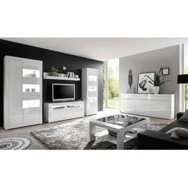 furn.design Sideboard, Weiß, Hochglanz, Grau, Holzwerkstoff, Nachbildung, Uni, 3 Fächer, 3 Schubladen, Rechteckig, 217x90x42 cm, Wohnzimmer, Kommoden & Sideboards, Sideboards