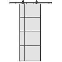 vidaXL Schiebetür Mit Beschlag Schwarz 76x205 Cm Esg-glas Vidaxl