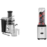 WMF Kult X Entsafter elektrisch Obst Gemüse aus Edelstahl, 500W, Slow Juicer für große Fruchtstücke, edelstahl matt & Kult X Mix & Go Mini Smoothie Maker, Standmixer, Blender elektrisch