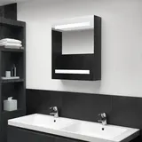 vidaXL LED-Bad-Spiegelschrank Glänzendes Schwarz 50x14x60 cm