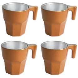 Tasse 4x KAFFEETASSE mit Henkel Casablanca Metallic 50 (Orange-Metallic), Glas Kaffeebecher Tee Tasse Becher orange