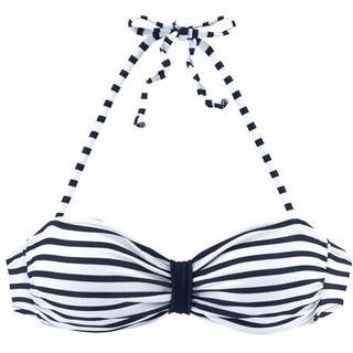 VENICE BEACH Bandeau-Bikini-Top Damen weiß-marine-gestreift Gr.34 Cup C/D