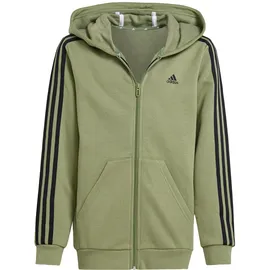 Adidas Essentials 3-Streifen Fleece Kapuzenjacke Tent Green / Black 140