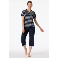 SCHIESSER Schlafanzug »"Casual Essentials"«, mit modisch umgeschlagenen Ärmeln blau