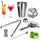 Relaxdays Cocktail Shaker 6 teiliges Bar-Set Edelstahl/Bambus Hellbraun/Silber/Transparent