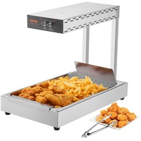 VEVOR Pommes-Frites-Speisewärmer, 750 W kommerzielle Lebensmittel-Heizlampe, elektrische Edelstahl-Wärmelicht-Abgabestation, Arbeitsplatte 104-122 °F Pommes-Speisewärmer für Pommes-Buffet-Küchenrestau