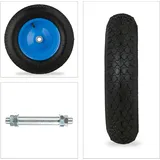 Relaxdays Schubkarrenrad 4.80 4.00-8, luftbereift, Stahlfelge, mit Achse, Ersatzrad Schubkarre, bis 120 kg, schwarz/blau