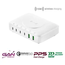 4smarts 7in1 GaN Ladestation 100W Wireless Charger weiß