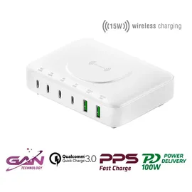 4smarts 7in1 GaN Ladestation 100W Wireless Charger weiß