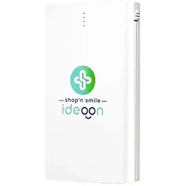 ideoon Kompakte Powerbank USB-C (4.000mAh) – Ultra-Slim Powerbank mit fest integriertem Kabel & Adapter – Mobiler Akku-Boost