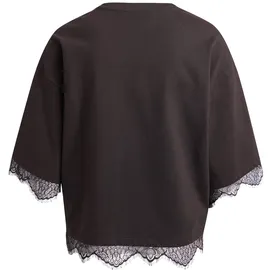 Smith & Soul SMITH & SOUL, Damen, Gr. M, braun (schwarz choc), Jersey, Obermaterial: 100% Baumwolle, unifarben, lässig geschnitten hüftlang, Rundhals, Spitze, Shirts T-Shirt, mit Spitzendetails, Boxy Fit