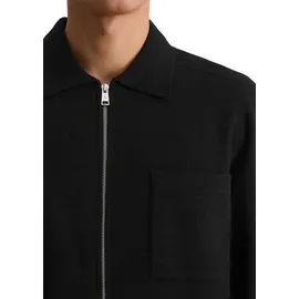 Marc O'Polo Strickjacke MARC O'POLO, Herren, Gr. L, schwarz, Obermaterial: 88% Schurwolle, 12% Polyamid, normal, Rippbündchen, Strickjacken Strickjacke, Overshirt-Strickjacke regular fit in kompakter Boiled Wool Optik