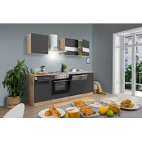 Respekta Küchenzeile Merle E-Geräte 220 cm mit Edelstahlkochmulde grau/eiche sägerau nachbildung