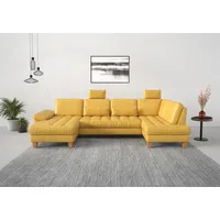 Wohnlandschaft SIT & MORE "Westham U-Form", gelb (dijon), B:338cm H:88cm T:172cm, 100% Polyester, Sofas, wahlweise mit Bettfunktion, Bettkasten, Sitztiefenverstellung