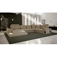 JVmoebel Ecksofa, Wohnlandschaft Leder Design Ecksofa U-form Sofa Bettfunktion Couch Textil Sofas beige