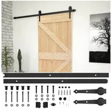 vidaXL Schiebetür rechts 100 x 210 cm Natürlich/Schwarz