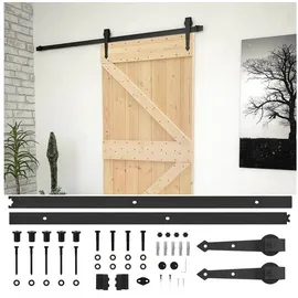 vidaXL Schiebetür rechts 100 x 210 cm Natürlich/Schwarz