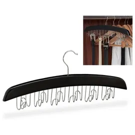Relaxdays 3 x Gürtelhalter Holz, schwarz schwarz/Silber