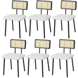 Mendler Esszimmerstuhl HWC-K88 Stoff weiß 6er Set