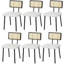 Mendler Esszimmerstuhl HWC-K88 Stoff weiß 6er Set