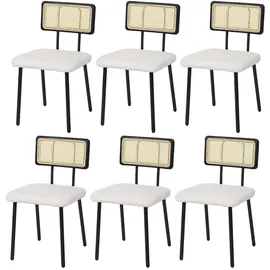 Mendler Esszimmerstuhl HWC-K88 Stoff weiß 6er Set