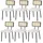 Mendler Esszimmerstuhl HWC-K88 Stoff weiß 6er Set