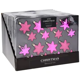 Mojawo 16tlg Weihnachtskugel Set Sterne Pink