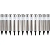 GLOBO LED Solar Erdspieß Leuchte Stecklampe Standleuchte Gartenlampe Stehleuchte, Edelstahl, jeweils 1x 0,06W, D x H 6,3 x 28 cm (inkl. Erdspieß), 12er Set