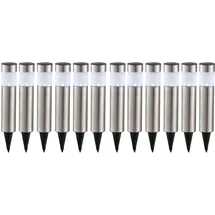 GLOBO LED Solar Erdspieß Leuchte Stecklampe Standleuchte Gartenlampe Stehleuchte, Edelstahl, jeweils 1x 0,06W, D x H 6,3 x 28 cm (inkl. Erdspieß), 12er Set