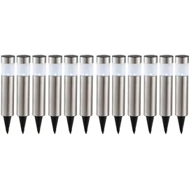 GLOBO LED Solar Erdspieß Leuchte Stecklampe Standleuchte Gartenlampe Stehleuchte, Edelstahl, jeweils 1x 0,06W, D x H 6,3 x 28 cm (inkl. Erdspieß), 12er Set