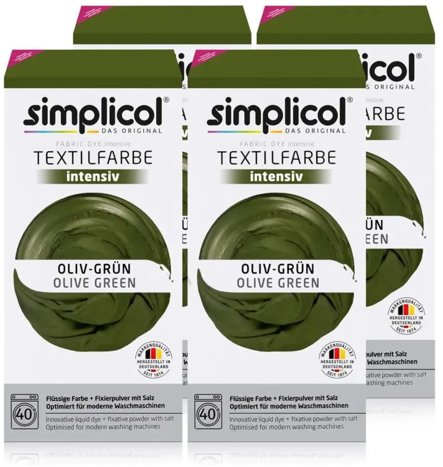 Simplicol Textilfarbe intensiv Oliv-Grün 150g 4er Pack