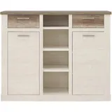 Forte Highboard 159,6 x 128,3 x 41,3 cm Weiß / Antikeiche