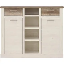 Forte Highboard 159,6 x 128,3 x 41,3 cm Weiß / Antikeiche