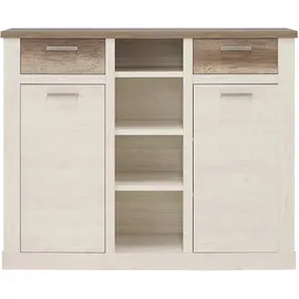Forte Highboard 159,6 x 128,3 x 41,3 cm Weiß / Antikeiche