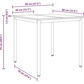 vidaXL Esstisch 80 x 75 x 80 cm schwarz