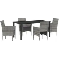 VidaXL 5-teiliges Garten-Essset Grau Poly-Rattan