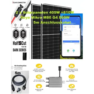 Balkonkraftwerk 810/800 W Solaranlage WIFI Deye M80 G4 800W 5m Anschlusskabel