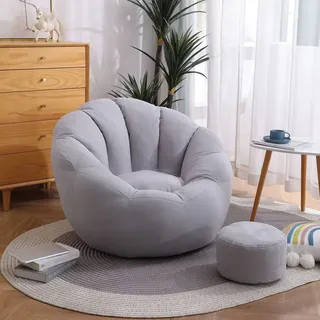 CSstone Bean Bag Sitzkissen Sessel Bodenkissen Aufbewahrungstasche Sitzsack Wohnzimmer Garten (Nur Cover) Bodenkissen Hocker Kinder Sitzsäcke Möbel Kissen Sessel Sofa,Grau