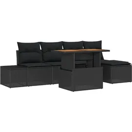 vidaXL Gartenlounge-Set 6-tlg. schwarz