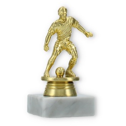 Pokal Fußballfigur Economy gold auf weißem Marmorsockel 10,4cm