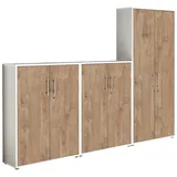 moebel-dich-auf Aktenschrank OFFICE EDITION (Set 53, 2x Aktenschrank niedrig + 1x Aktenschrank hoch) abschließbar, Metallgriffe weiß