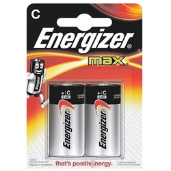 Energizer Max Alkaline Batterie, (1.5 V, 2 St), C / Baby, 1,5 V, Alkali silberfarben