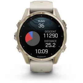 Garmin fenix 8 AMOLED 43 mm sapphire, nebelgrau / softgold Titan mit QuickFit Silikon-Armband 20 mm